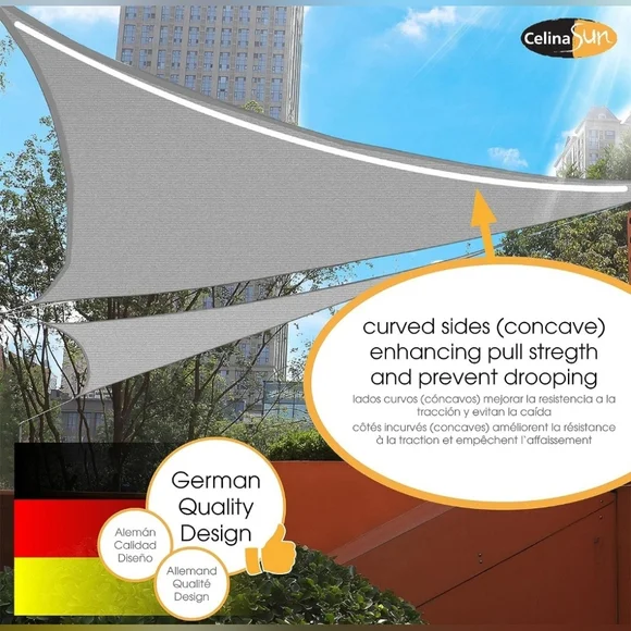 Sun Shade/Sail Triangle 10x10x14 ft Light Gray - Picture 3 of 5